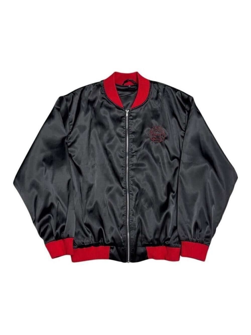 GOOD GIRL Carolina Herrera NY Designer Satin Bomber Jacket Womens Large